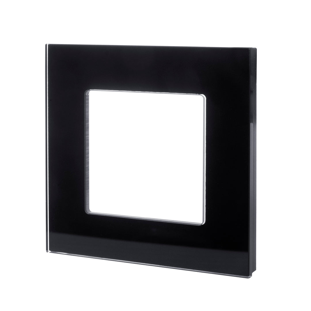 Maclean MCE730B panneau de cadre en verre 86x86mm pour prise électrique prise murale modulaire boîtier d'encastrement noir