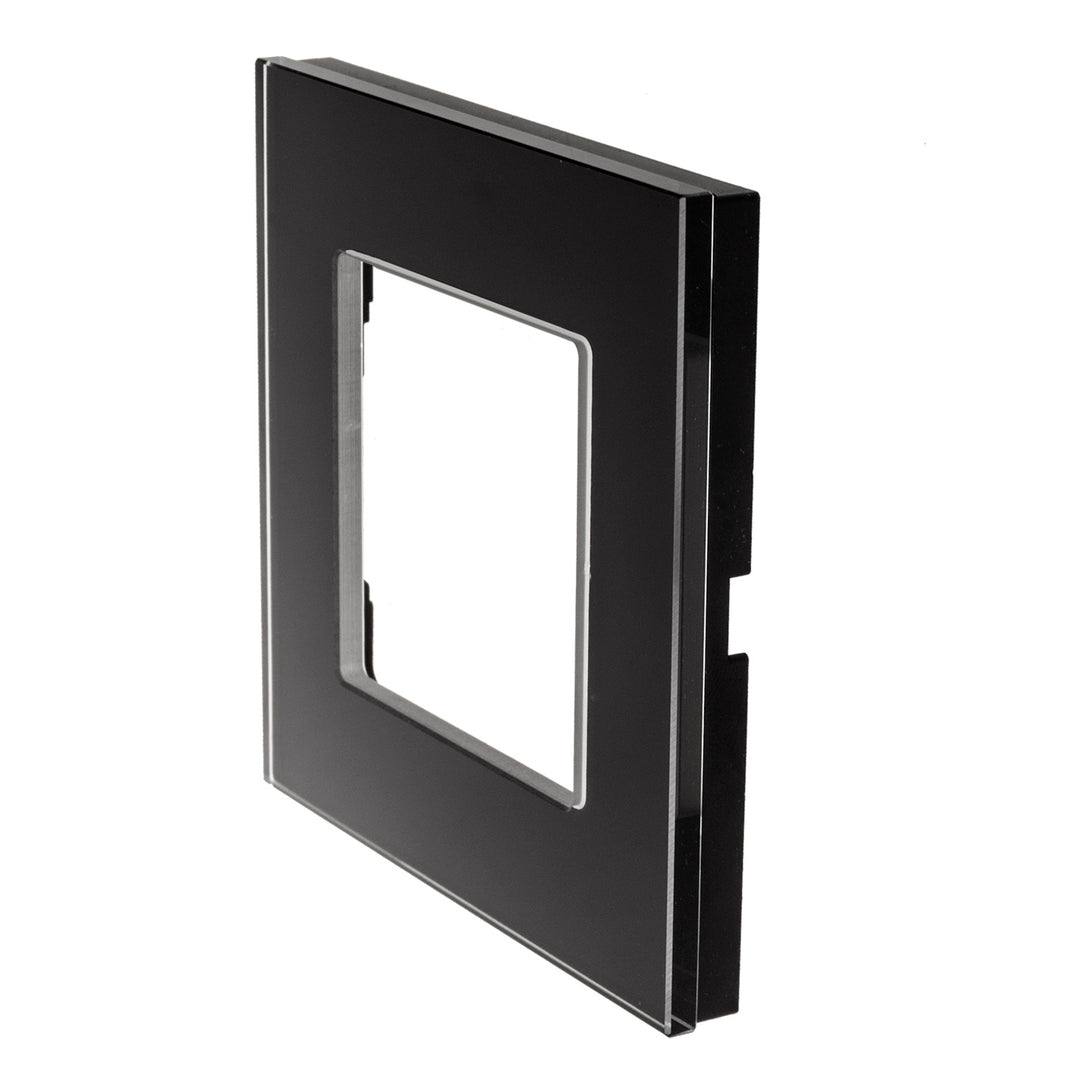 Maclean MCE730B panneau de cadre en verre 86x86mm pour prise électrique prise murale modulaire boîtier d'encastrement noir