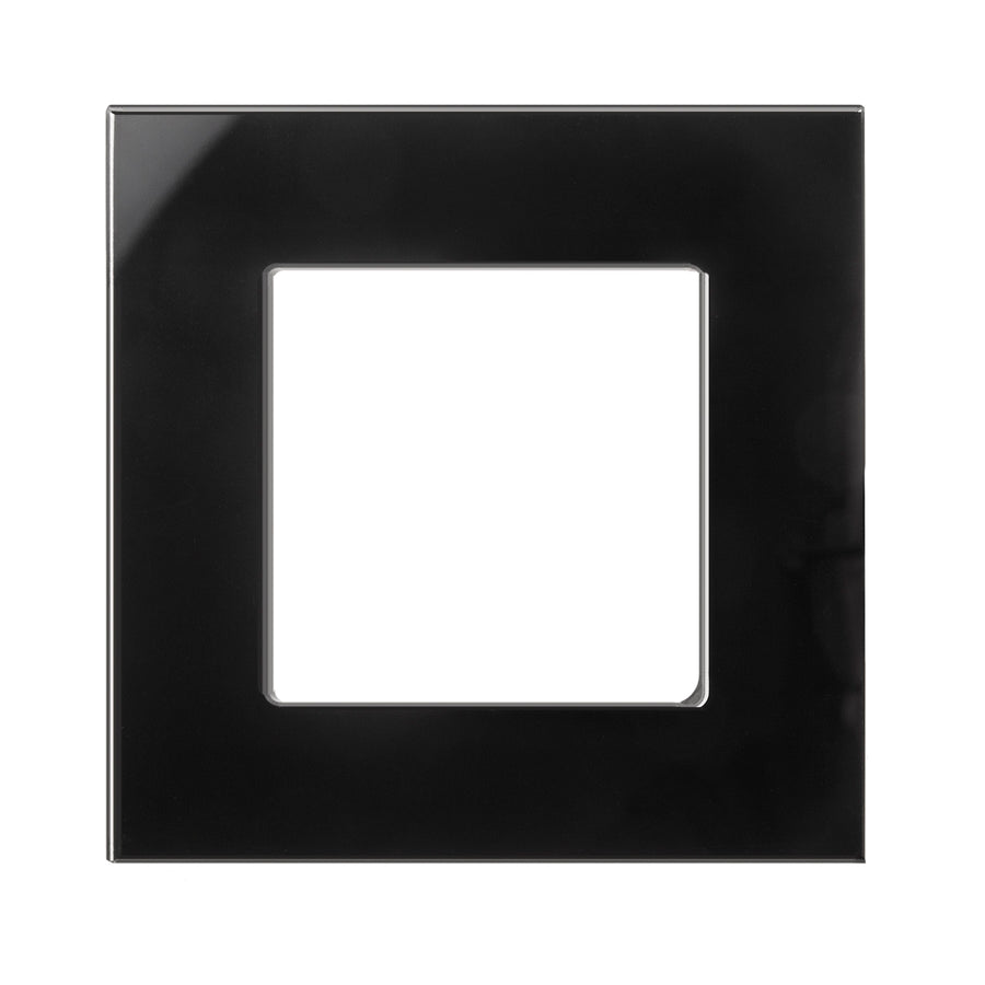 Maclean MCE730B Glazen framepaneel 86 x 86 mm voor stopcontact Modulaire wandcontactdoos Inbouwdoos Inbouwmontage Zwart