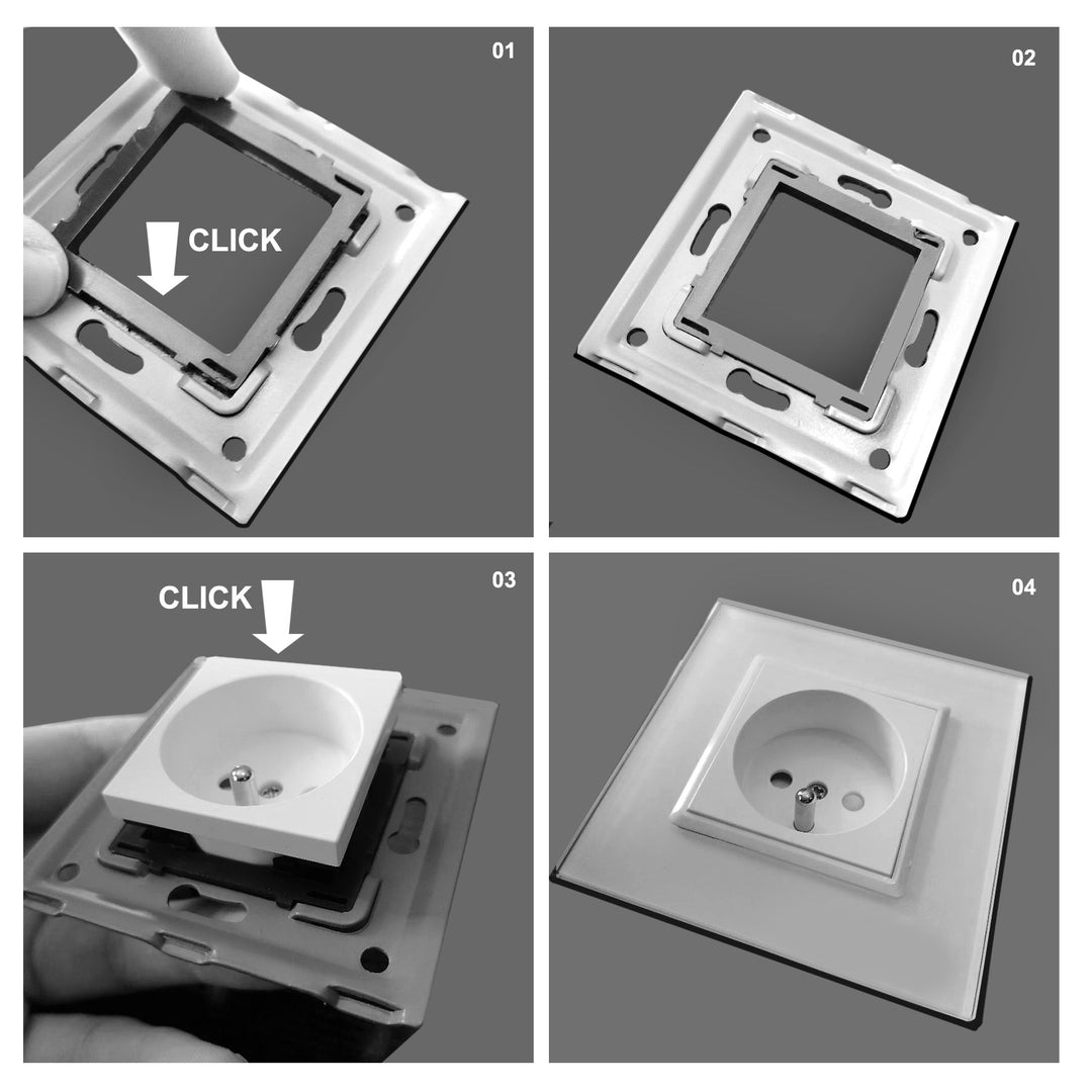 Maclean - Glazen frame voor contactdoos - Modulaire wandcontactdoos Inbouw wandcontactdoos Inbouw (glasraam voor wandcontactdoos, wit)