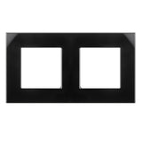 Maclean MCE729B 2-weg glazen framepaneel 157 x 86 mm voor stopcontact Modulaire wandcontactdoos Inbouwdoos Inbouwmontage Zwart