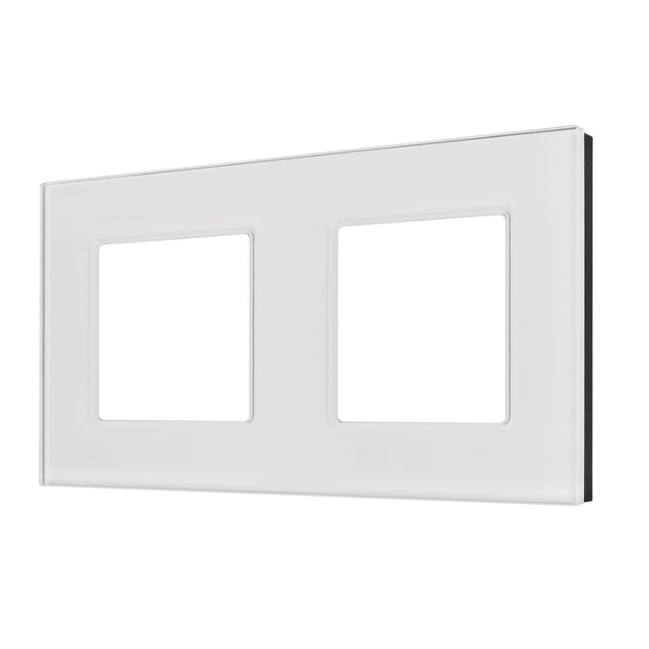 Maclean - Cadre en verre double pour prise murale / Prise murale modulaire intégrée (Panneau de fenêtre en verre double pour prise murale, blanc)