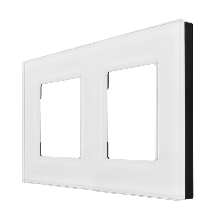 Maclean - Cadre en verre double pour prise murale / Prise murale modulaire intégrée (Panneau de fenêtre en verre double pour prise murale, blanc)