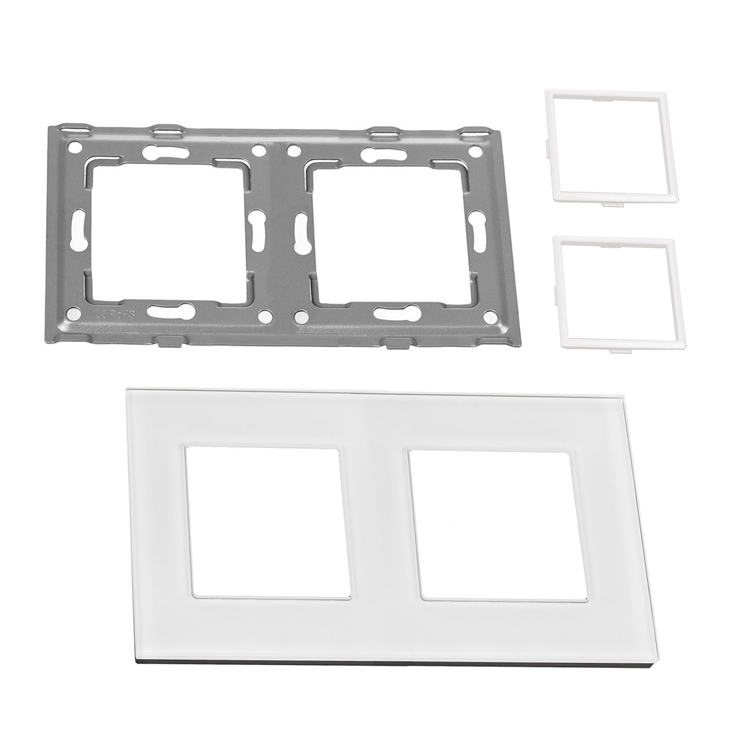 Maclean - 2-voudig glazen frame voor wandcontactdoos / Modulaire wandcontactdoos inbouw (2-voudig glasraampaneel voor wandcontactdoos, wit)