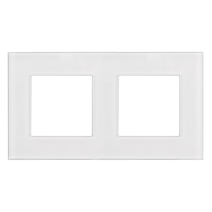 Maclean - 2-voudig glazen frame voor wandcontactdoos / Modulaire wandcontactdoos inbouw (2-voudig glasraampaneel voor wandcontactdoos, wit)