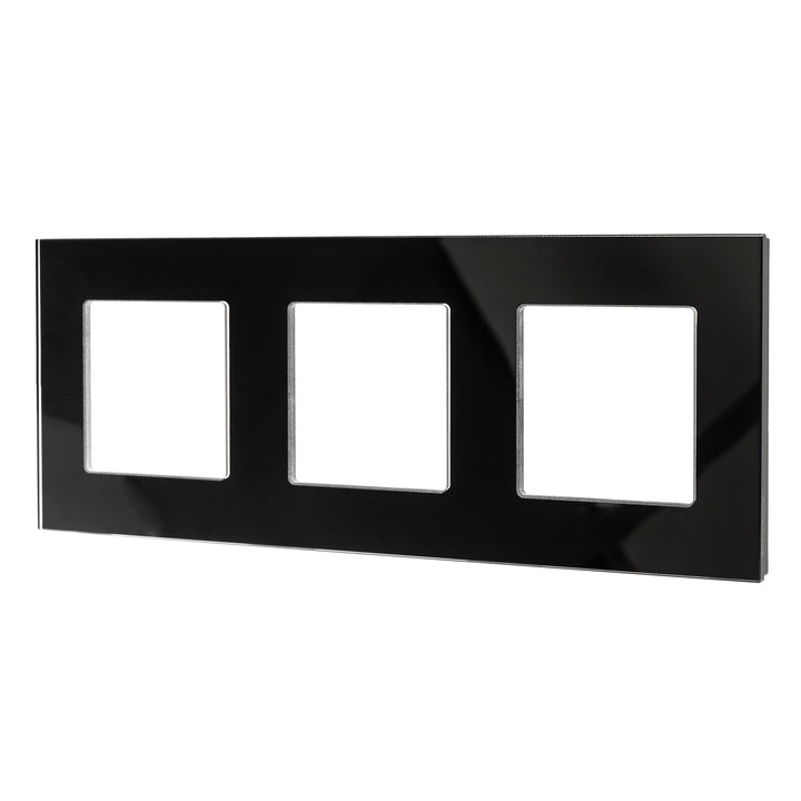 Maclean MCE731B panneau de cadre en verre à 3 voies 228x86mm pour prise murale prise murale modulaire boîtier encastré noir