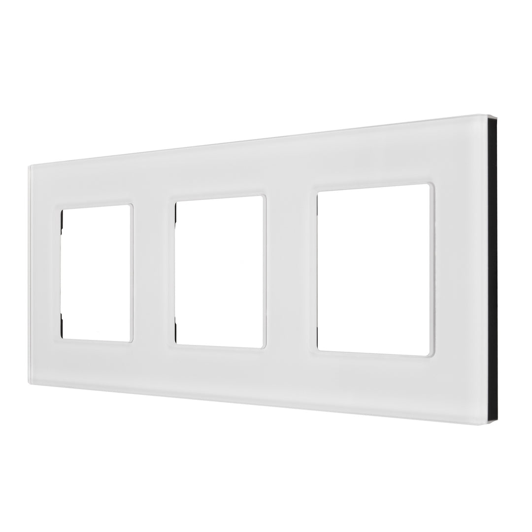 Maclean - 3-voudig glazen frame voor contactdoos - Modulaire wandcontactdoos inbouw (3-voudig glasframe voor wandcontactdoos, wit)