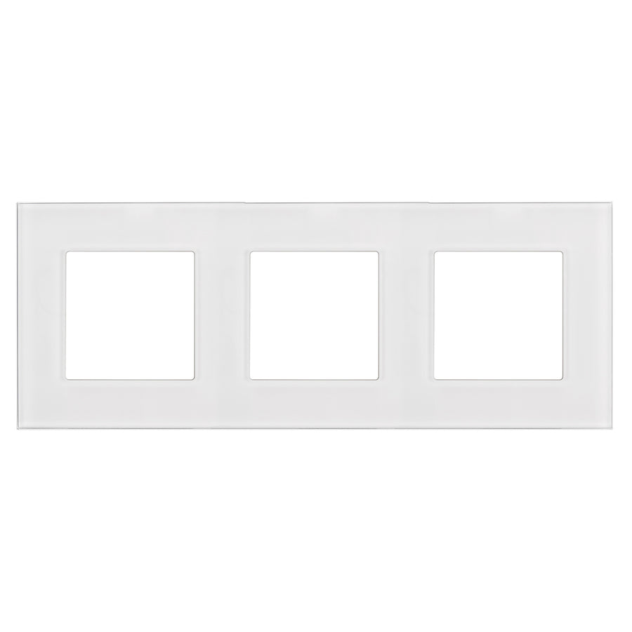 Maclean - 3-voudig glazen frame voor contactdoos - Modulaire wandcontactdoos inbouw (3-voudig glasframe voor wandcontactdoos, wit)