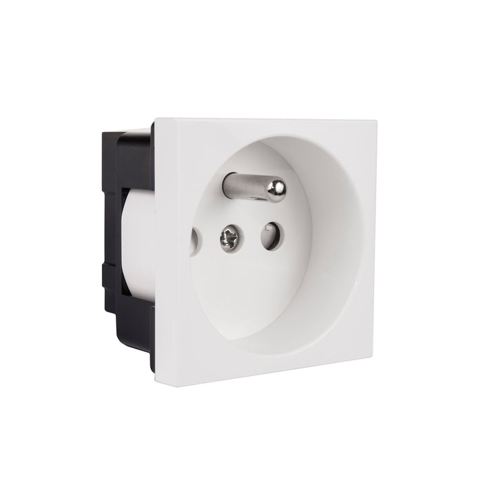 Maclean E-type (Frans) stopcontact, geschikt voor glasramen, wit MCE718W
