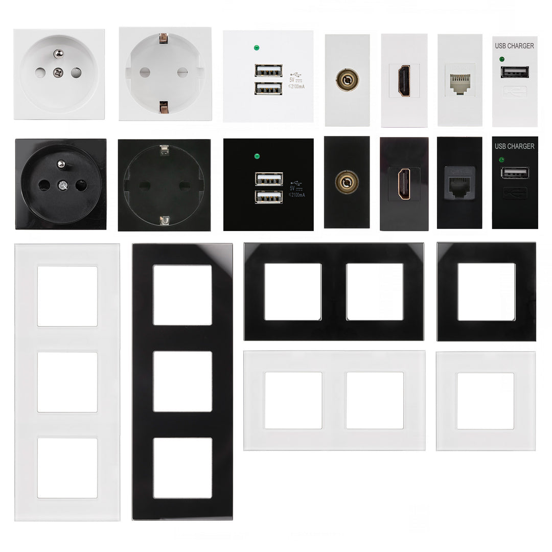 Maclean MCE728B Prise USB Chargeur 2 x Ports USB jusqu'à 2,1 A Charge Rapide Prise Modulaire Encastrable Prise Encastrée Noir