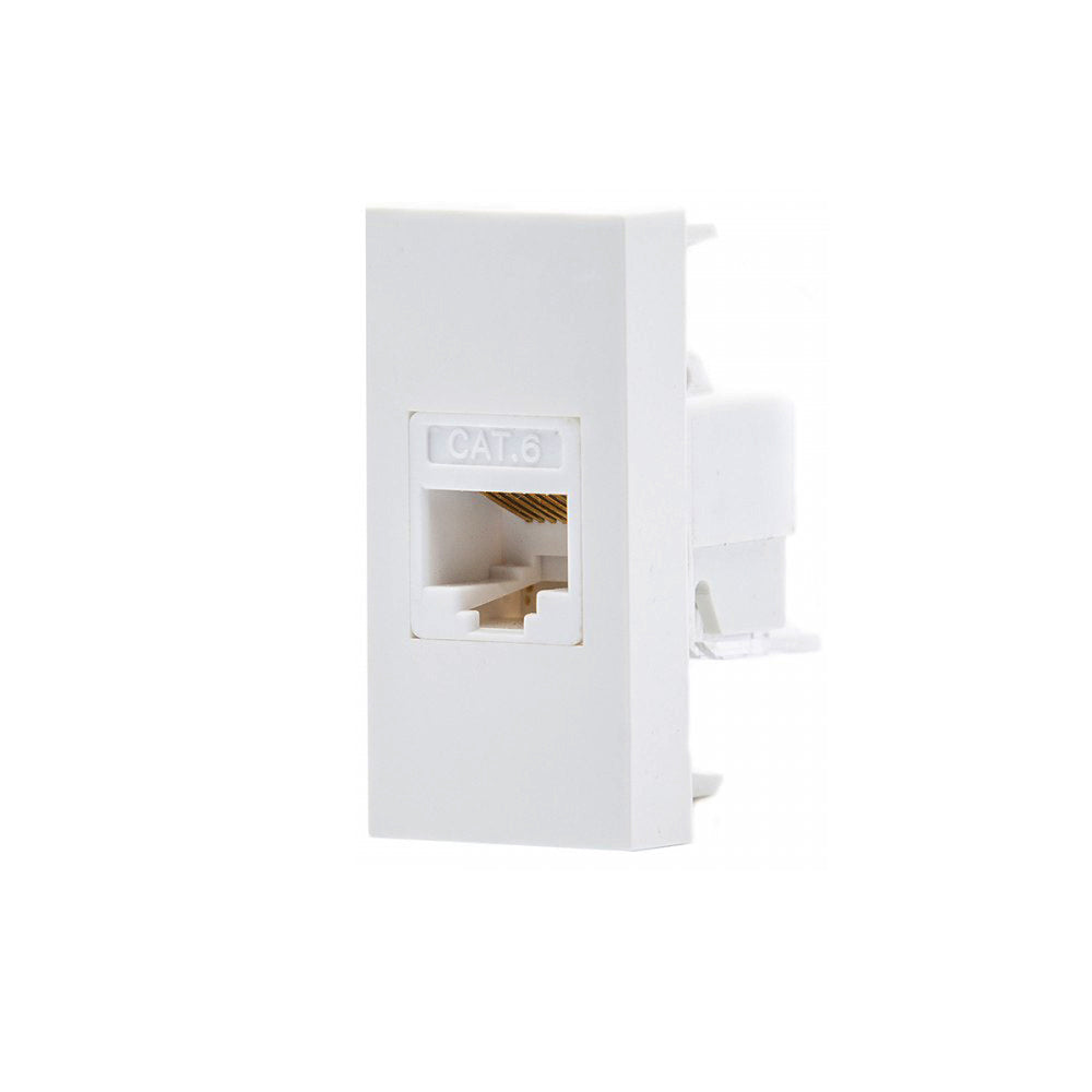 Maclean MCE725W LAN-aansluiting CAT.6 Universele netwerkaansluiting Modulaire wandcontactdoos Inbouwdoos Inbouw Wit