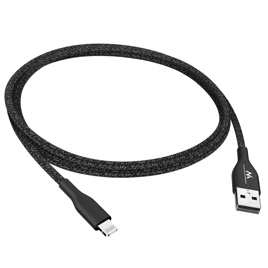 Maclean MCE845B MFi-gecertificeerde oplaadkabel Gegevensoverdrachtkabel Compatibel met iPhone/iPod/iPad 5V/2.4A snel opladen 1 meter Zwart