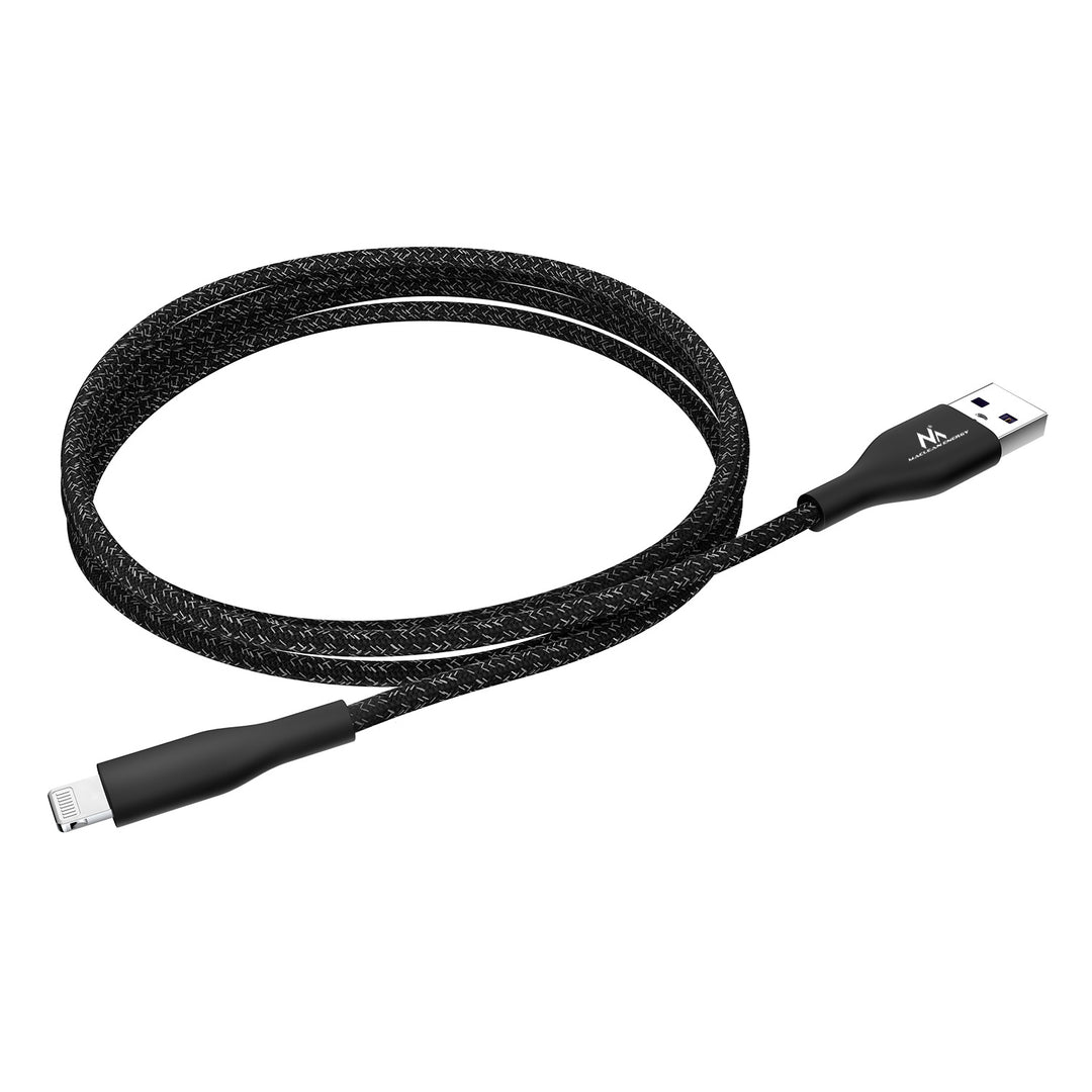 Maclean MCE845B Câble de charge certifié MFi Câble de transfert de données compatible avec iPhone/iPod/iPad 5 V/2,4 A Charge rapide 1 mètre Noir