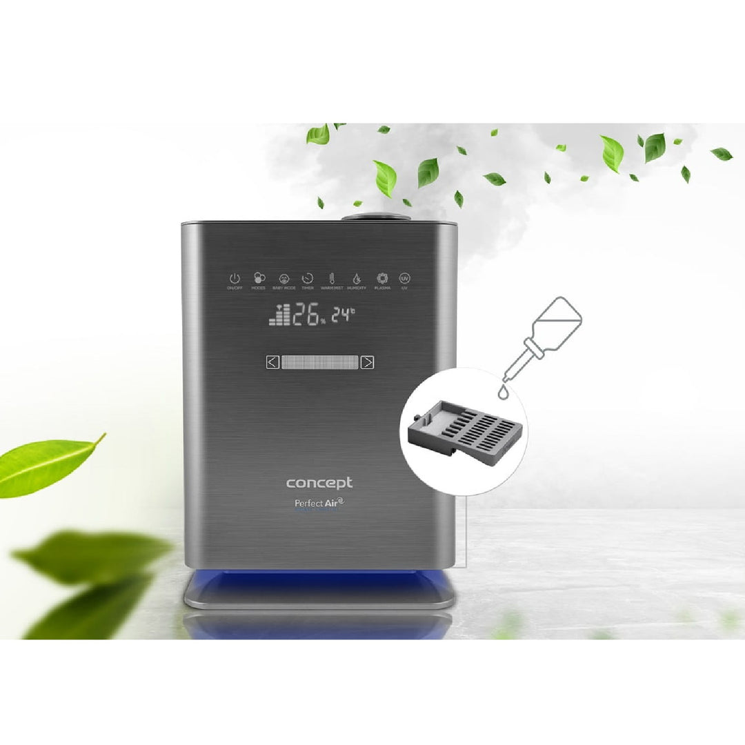 Concept Perfect Air ZV2021 Luchtbevochtiger voor ruimtes tot 50 m2 Geurverspreider Humidifier UV-lamp UVC Touch LED-display Wifi-timer Automatische vochtigheidsregeling