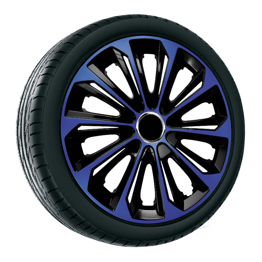 NRM - wieldoppen 15" - zwart met blauw- set van 4 stuks - ABS / Duurzaam / Resistant