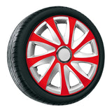 NRM - wieldoppen 14" - rood & zilver- set van 4 stuks - ABS / Duurzaam / Resistant