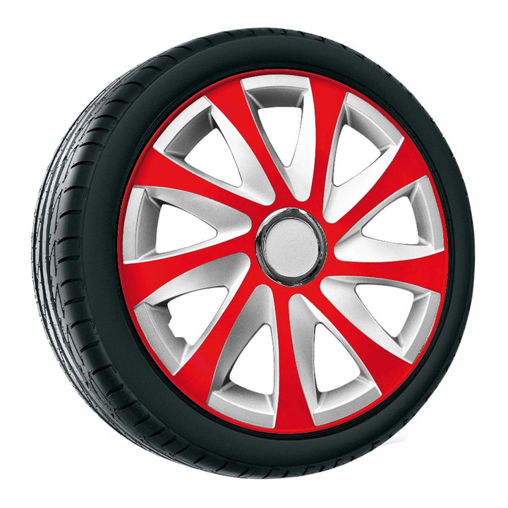 NRM - wieldoppen 14" - rood & zilver- set van 4 stuks - ABS / Duurzaam / Resistant