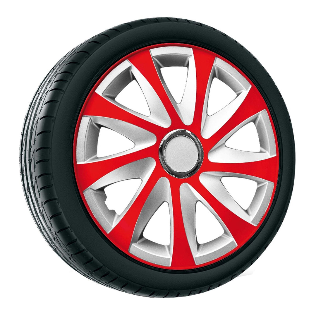 Wieldoppen Wielsierlijsten - 4 stuks complete set - NRM Drift Extra - Rood / Zilver - 16" inch