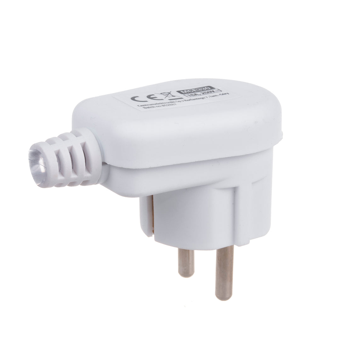 Maclean - Fiche de contact de terre Uni-Schuko Fiche coudée Unischuko Uni Schuko Fiche 16A 250V Plastique Blanc