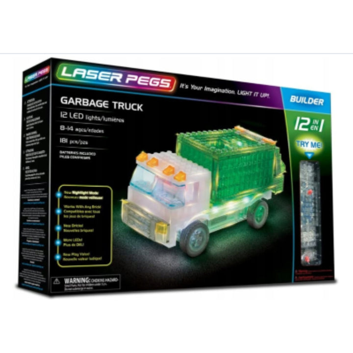 LASER PEGS GARBAGE TRUCK LED LIGHTING BLOCKS 12in1