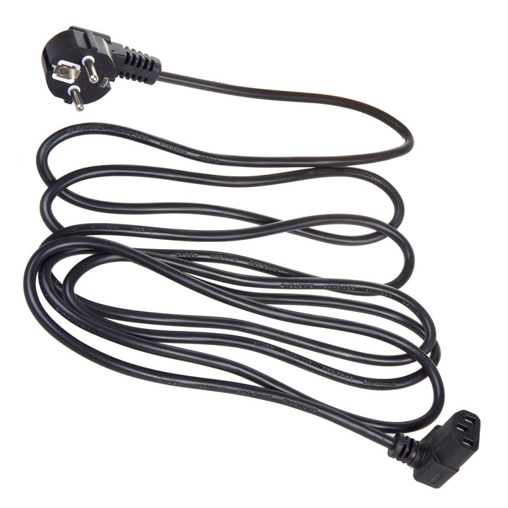 Maclean MCTV-854 IEC-kabel netsnoer 3-pins beschermend contact naar IEC-connector 90 graden gehoekte voedingskabel kabel gehoekt naar beneden zwart (3 meter)