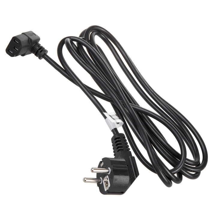 Maclean MCTV-854 IEC-kabel netsnoer 3-pins beschermend contact naar IEC-connector 90 graden gehoekte voedingskabel kabel gehoekt naar beneden zwart (3 meter)