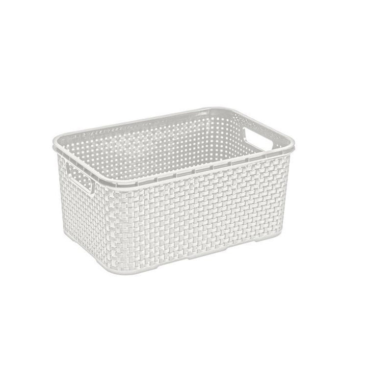 BranQ Rotan 7L opbergmand antiek wit met hengsels
