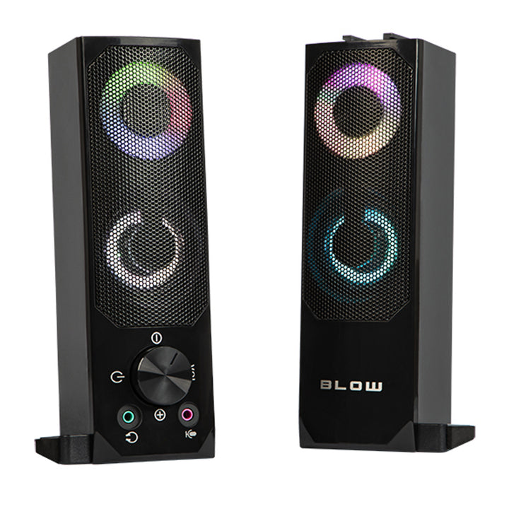 Blow MS-28 2-in-1 Bluetooth-luidspreker 2.0 Pc-luidspreker met soundbar-functie LED RGB-achtergrondverlichting Stereoluidspreker 2x3W RMS 2x2 AUX 3,5 mm USB-voeding