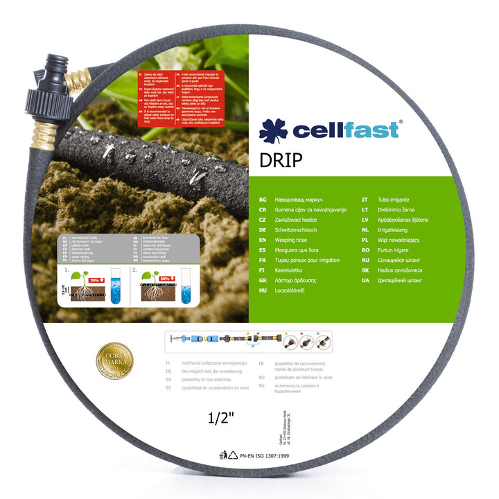 Cellfast druppelirrigatieslang 1/2" 30m voor zuinige en nauwkeurige bewatering van planten