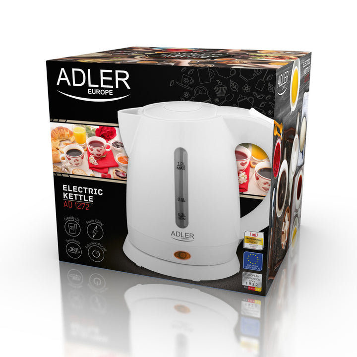 Kunststof waterkoker 1.0L 1600W Adler AD 1272 wit
