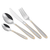 Maestro MR-1515G-24 Bestekset 24 Stuks voor 6 Personen 18/10 Roestvrijstalen Mes Vork Lepel Bestekset Zilver/Goud