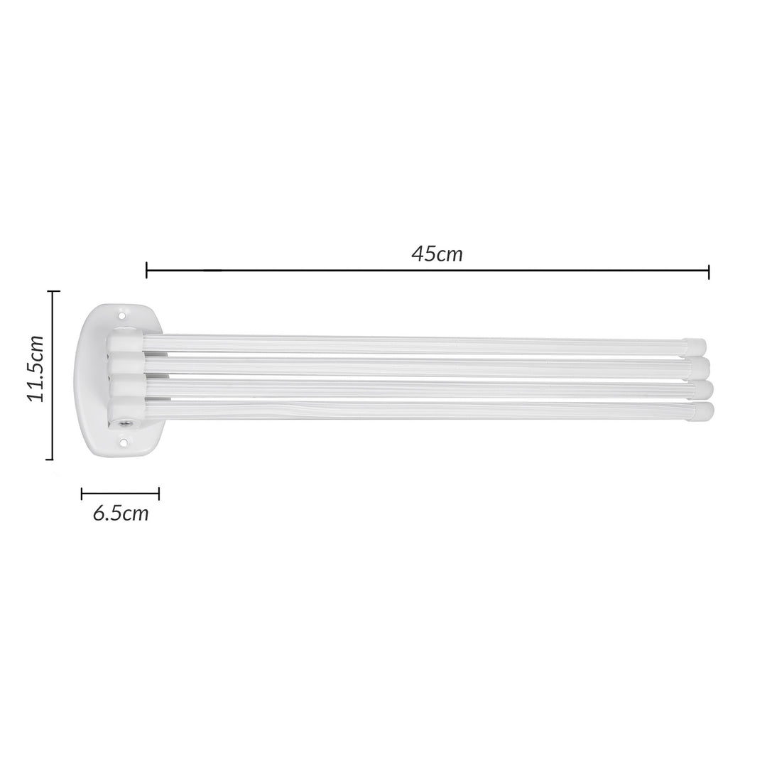ABJ Handdoekhouder Handdoekrek met beweegbare Armen 45cm incl. montageset 4-armig Wit