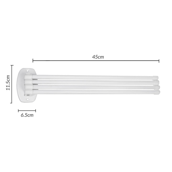 ABJ Handdoekhouder Handdoekrek met beweegbare Armen 45cm incl. montageset 4-armig Wit