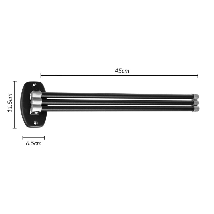ABJ Handdoekhouder Handdoekrek met beweegbare Armen 45cm incl. montageset 3-armig Zwart
