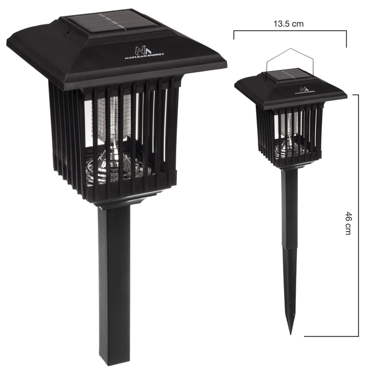 Lampe insecticide solaire à LED Maclean, IP44, LED/UV, 2 piles AA Ni-MH 200 mAh, alimentation solaire 2 V DC MCE448