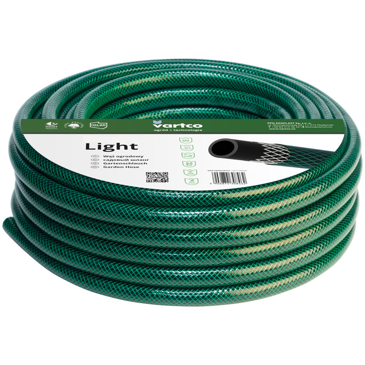 Vartco Light - Tuyau d'arrosage 3 plis 1/2" 25 m | Irrigation flexible | Tresse croisée en polyester résistant aux UV 25 bars