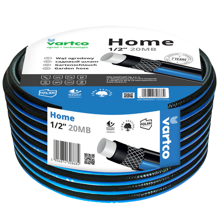 Vartco - 4-Ply Tuinslang 1/2" 20m | flexibele slang polyester kruis vlecht UV-bestendig 25 Bar