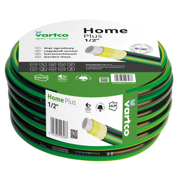Vartco - 4-Ply Anti Twist Tuinslang 1/2" 30m | Flexibele Slang Polyester Kruis vlecht UV-bestendig 27 Bar