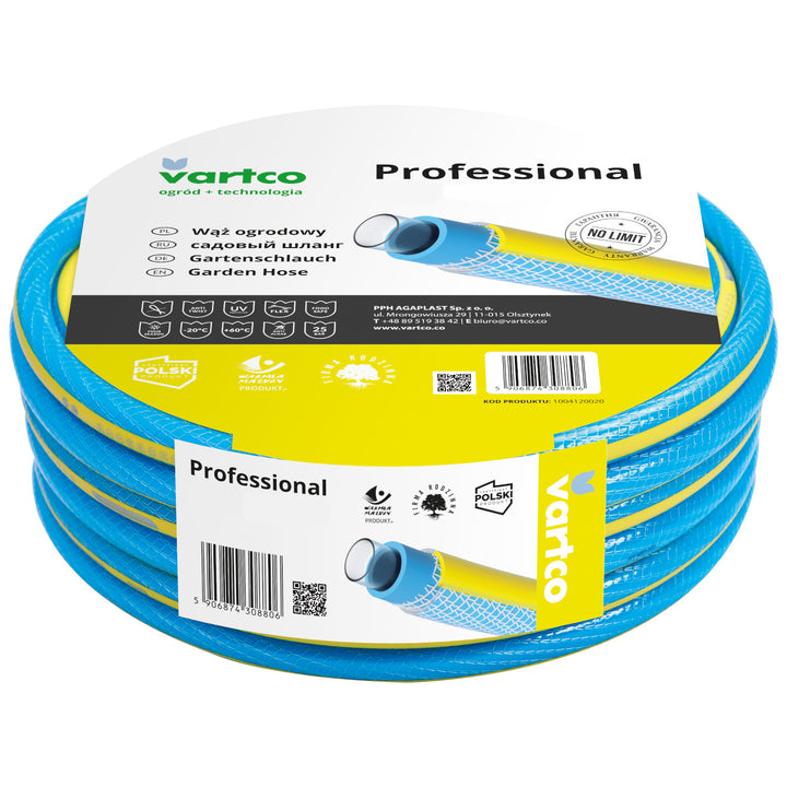 Vartco - 4-lagige Tuinslang 1/2" 30m | Voedsel veilig Anti Twist tuinslang | flexibele slang Tricot vlecht UV-bestendig 25 Bar