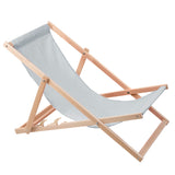 WOODOK - Ligstoel - Comfortabele houten ligstoel in lichtgrijs ideaal voor het strand, balkon, terras