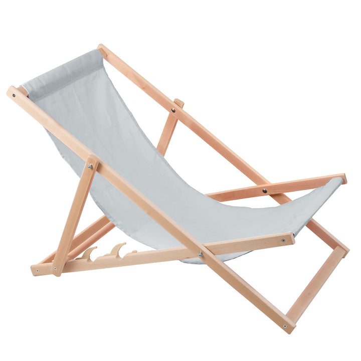 WOODOK - Chaise longue - Chaise longue confortable en bois gris clair idéale pour la plage, balcon, terrasse