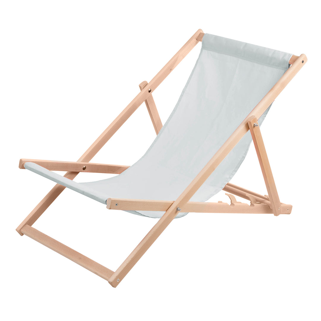 WOODOK - Chaise longue - Chaise longue confortable en bois gris clair idéale pour la plage, balcon, terrasse