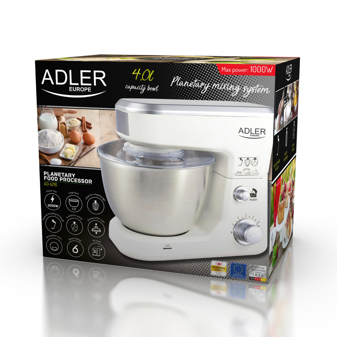 Planetaire keukenmachine 1000W Adler AD 4216 - 6 snelheden