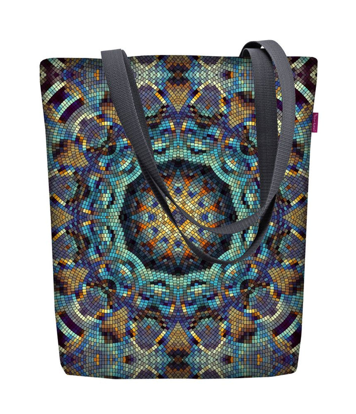 Zonnige schoudertas met rits - Dames shopper 36x40 cm (past A4) tote bag stoffen tas met motief Barcelona