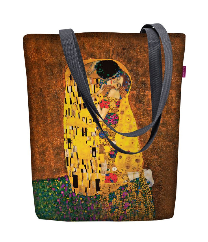 Sac à bandoulière zippé Sunny - Cabas pour femme 36x40 cm (convient au format A4) Sac fourre-tout en tissu avec motif Kisses