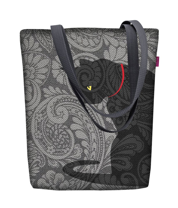 Zonnige schoudertas met rits - Dames shopper 36x40 cm (past A4) tote bag stoffen tas met motief blob