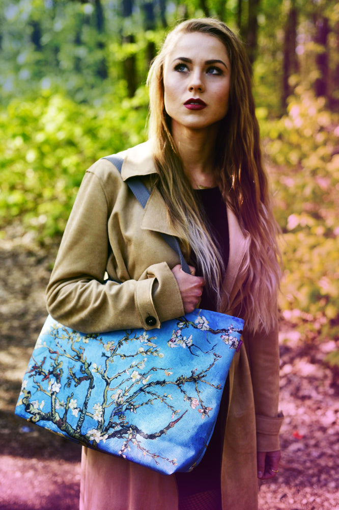 Sac à bandoulière Holi avec fermeture éclair - Cabas pour femme adapté au sac fourre-tout A4 avec motif amande