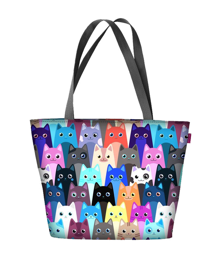 Holi Sac à bandoulière avec fermeture éclair pour femme Convient pour sac fourre-tout A4 avec motif Meow