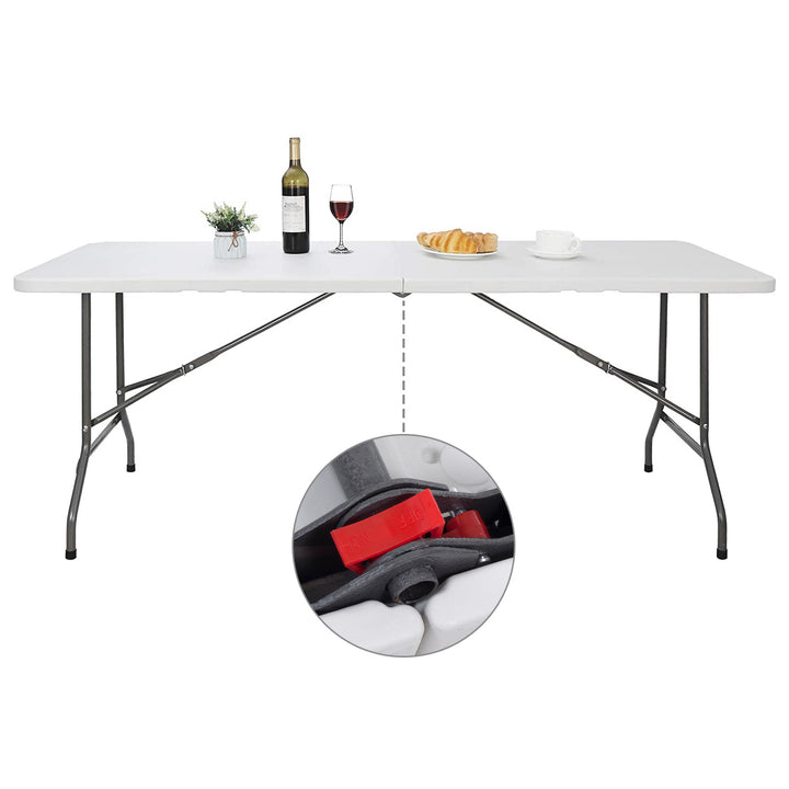 GreenBlue GB370 Table pliante multifonctionnelle pour 4 personnes Table de camping table de jardin table buffet avec poignée 180x75x74cm max.200kg