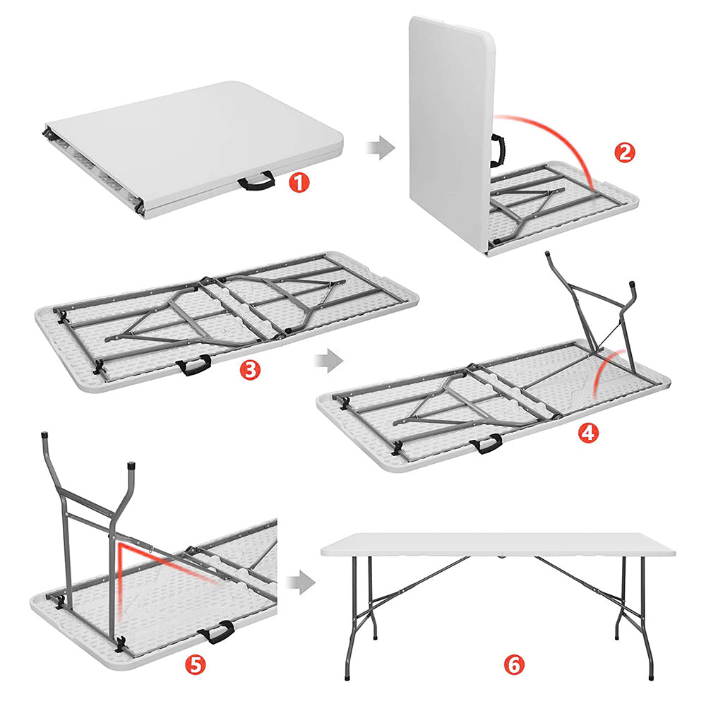 GreenBlue GB370 Table pliante multifonctionnelle pour 4 personnes Table de camping table de jardin table buffet avec poignée 180x75x74cm max.200kg